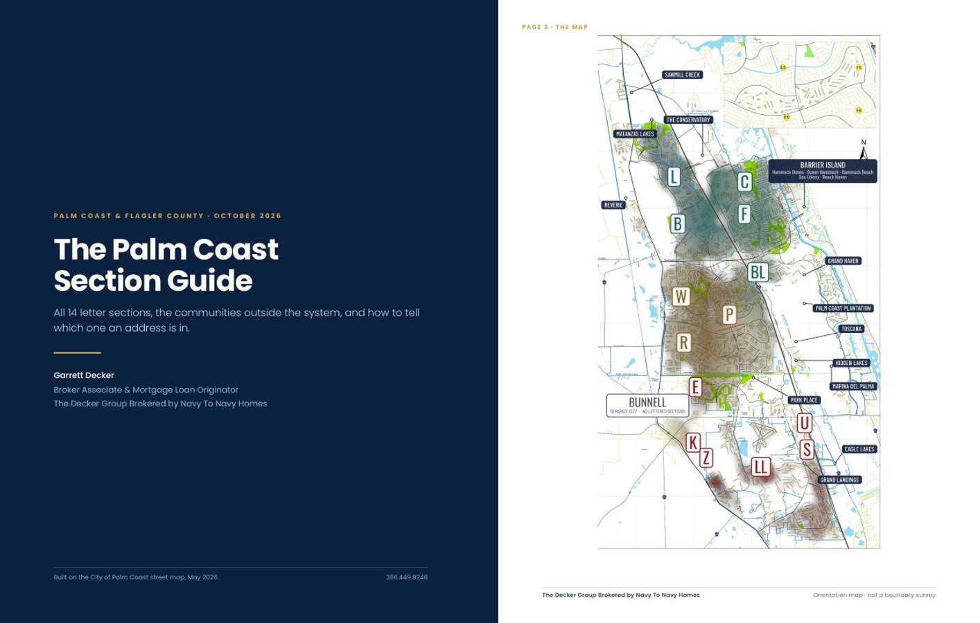 The Palm Coast Section Guide — cover and section map